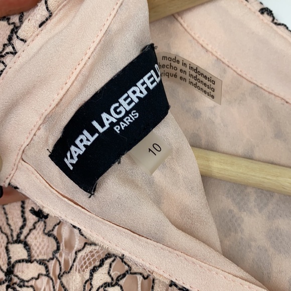 Karl Lagerfeld 10 Lace Bow Top Blouse Blush Pink - Picture 9 of 10